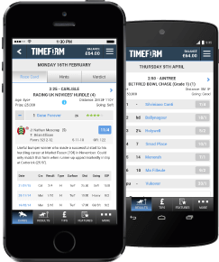 race cards and results through the app